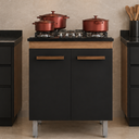 Ver imagem 1 de Balcão Armário de Cozinha para Cooktop 5 Bocas com 2 Portas Jade - Savana/Preto
