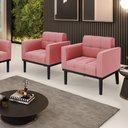 Ver imagem 2 de Kit 2 Poltronas Decorativas Karen Pés Fixo em Madeira Preto Suede Rose G19 - Gran Belo