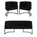 Ver imagem 1 de Kit 2 Poltronas + Sofá 2 Lugares Base de Metal Black Veludo Cor:preto