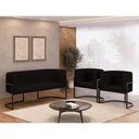 Ver imagem 2 de Kit 2 Poltronas + Sofá 2 Lugares Base de Metal Black Veludo Cor:preto