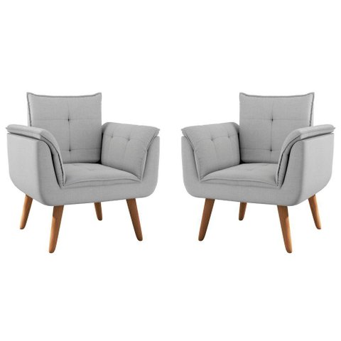 Conjunto Poltrona para Sala de Recepção Silveiras Linha Cinza