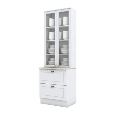 Cristaleira 02 Portas 02 Gavetas 71,5 Cm Americana Henn Branco Hp