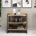 Ver imagem 1 de Estante Ferro e Madeira 3 Prateleiras para Livros e Bebidas