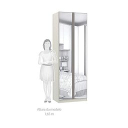 Guarda-Roupa Modulado 2 Portas Emolduradas 2 Espelho 1 Maleiro 3 Gavetas 80cm Prime Luciane Móveis - 4