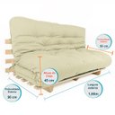 Ver imagem 2 de Sofa Cama Futon Oriental King Bege Madeira Maciça Pinus Natural Sem Pintura