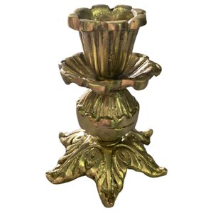 Castiçal 1 Vela 9 Cm Bronze Trabalhado Jantar Altar Igrejas