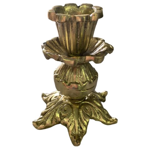 Castiçal 1 Vela 9 Cm Bronze Trabalhado Jantar Altar Igrejas