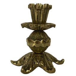 Castiçal 1 Vela 9 Cm Bronze Trabalhado Jantar Altar Igrejas - 3