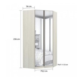 Guarda-Roupa Modulado Canto Closet 2 Espelhos 2 Portas Emolduradas 3 Gavetas 6 Prateleiras 1 Cabidei - 3