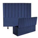 Ver imagem 1 de Kit Cabeceira e Calçadeira Baú Solteiro 100cm Cancun Suede Azul Marinho - D A DECOR