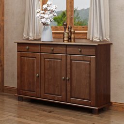 Balcão Buffet Sala de Jantar Rústico 128cm 3 Portas 3 Gavetas Rubia F07 Café - Mpozenato - 2