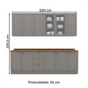 Ver imagem 4 de Cozinha Completa Americana 11 Portas 3 Gavetas com Vidro 100% Mdf Cinza - Henn