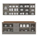 Ver imagem 3 de Cozinha Completa Americana 11 Portas 3 Gavetas com Vidro 100% Mdf Cinza - Henn