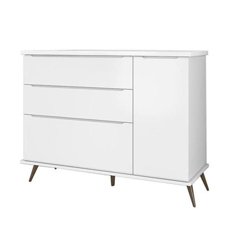 Cômoda Melinda Retro 3 Gavetas 1 Porta Branco - Fbaby