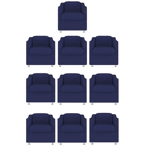 Kit 10 Poltronas Decorativa Tilla Suede Azul Marinho - Twdecora