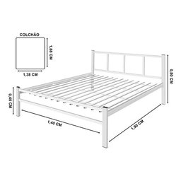 Cama de Casal 1,40 Int. de Tubolar/aço Alojamentos.:cama Casal/branco - 2