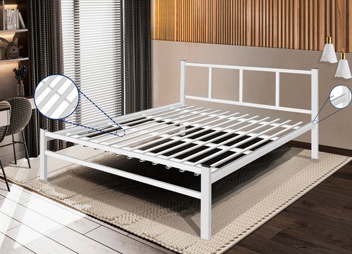 Cama de Casal 1,40 Int. de Tubolar/aço Alojamentos.:cama Casal/branco