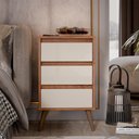 Ver imagem 3 de Mesa de Cabeceira Retrô Wood 3 Gavetas Freijó/Off White – EJ Móveis