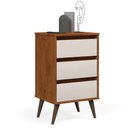 Ver imagem 1 de Mesa de Cabeceira Retrô Wood 3 Gavetas Freijó/Off White – EJ Móveis