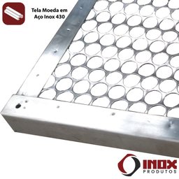 Grelha Inox com Tela Moeda - Modelo 03 - Inox 430 - 50x40x2,5 Cm - 2