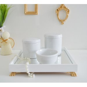Kit Higiene Porcelana Bebê Neutro + Badeja
