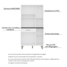 Armário de Cozinha Compacta 91cm Letícia Branco - Saga Decor - 3