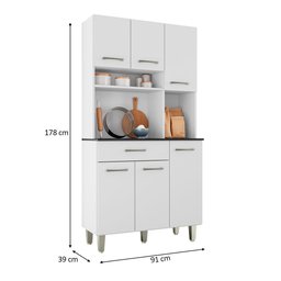 Armário de Cozinha Compacta 91cm Letícia Branco - Saga Decor - 4