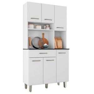 Armário de Cozinha Compacta 91cm Letícia Branco - Saga Decor