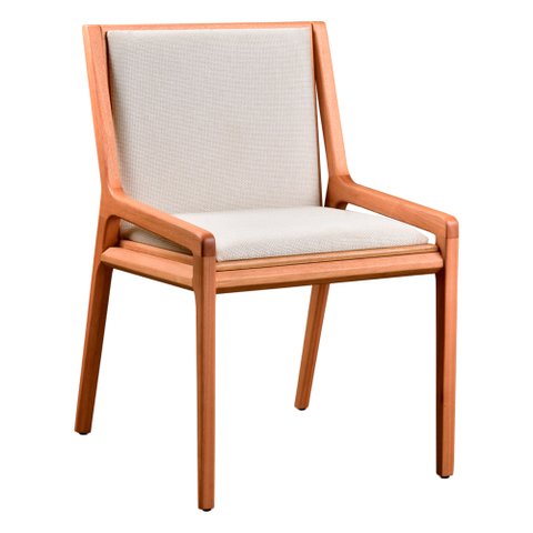 Cadeira para Mesa de Jantar Mali 52cm Madeira Maciça | Linho Off White - Sallar Home