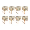 Ver imagem 1 de Kit 8 Poltronas Decorativa Sala de Estar Base de Ferro Cobre Veludo Bege