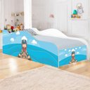 Ver imagem 1 de Cama Solteiro Infantil com Colchão Capitão Marinho MDF Branco com Adesivo Vinil Casah