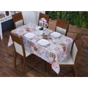 Ver imagem 1 de Toalha de Mesa 4 Cadeiras 1,40 X 1,40 Mesa Posta Cozinha Sala de Jantar Oxford Estampada:bule Rosa