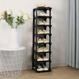 Organizador de Sapatos Vertical com 8 Prateleiras Elegante:preto - 3