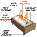 Ver imagem 3 de Lareira Ecológica Portátil À Álcool LM30 Saro 45cm Madeira C/ Vidro