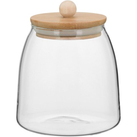 TABLE POTE 13x11x11cm 650ml BOROSILICATO TRANSP TAMPA BAMBU