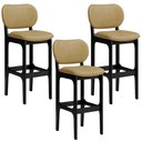Ver imagem 1 de Kit 3 Banquetas Alta Bar Cozinha Sala Jantar Fixa Betta L02 Preto Couríssimo Casco Fendi - Lyam
