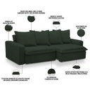 Ver imagem 5 de Sofá Retrátil Reclinável para Sala de Estar Living 215cm Vêneto F04 Veludo Verde - Lyam Decor