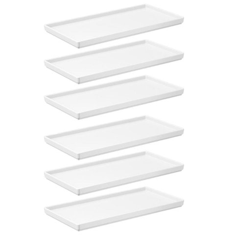 Kit 6 Pratos 27x13cm Brancos Bandejas Decorativas Uno Coza Plásticas Servir Petiscos