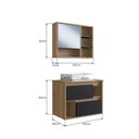 Ver imagem 3 de Gabinete para Banheiro Suspenso 60cm com Cuba e Espelheira Mel Preto Clvp03 Versato Nova Móbile