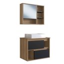 Ver imagem 1 de Gabinete para Banheiro Suspenso 60cm com Cuba e Espelheira Mel Preto Clvp03 Versato Nova Móbile