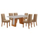 Ver imagem 2 de Mesa de Jantar Carolina 180cm Tampo MDF Vidro Canto Copo com 6 Cadeiras Carolina