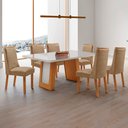 Ver imagem 1 de Mesa de Jantar Carolina 180cm Tampo MDF Vidro Canto Copo com 6 Cadeiras Carolina
