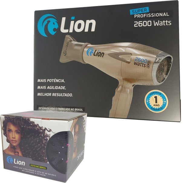 Secador Cabelo Profissional Lion Silenciar Coloré 220v Azul