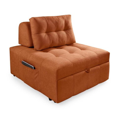 Puff Cama Sofá Retrátil Cozy Boucle Terracota Luxo Descanso