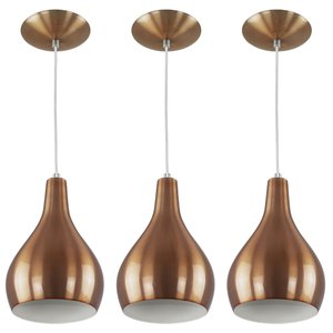 Kit 3 Pendente Nepal Drop Premium Gourmet Aluminio New Cobre