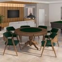 Ver imagem 1 de Conjunto Mesa de Jogos Carteado Bellagio Tampo Reversível e 6 Cadeiras Madeira Poker Base Estrela Ve