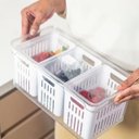 Ver imagem 1 de Organizador de Geladeira com Cesto Triplo e Tampa - 5l ou