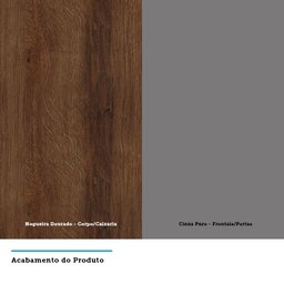 Guarda Roupa de Canto Casal com Vidro Reflecta Nogueira Dourado com Cinza Puro Prime Luciane Móveis - 7