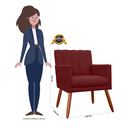 Ver imagem 4 de Poltrona Cadeira Estofada Para Sala de Visitas Cecília Suede Vermelho Bordô - LM DECOR