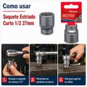 Ver imagem 4 de Soquete Estriado Curto 27mm Encaixe 1/2 Cr-V Corneta